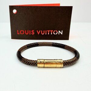 Vintage Louis Vuitton Monogram Cord Bangle Bracelet Gold Tone GS740